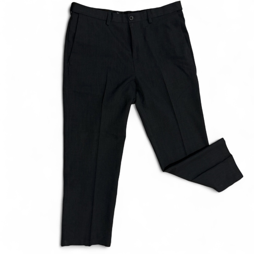 Haggar Men’s Gray Dress Pants 36x29 Comfort Stretch Waistband Flat Front Trouser